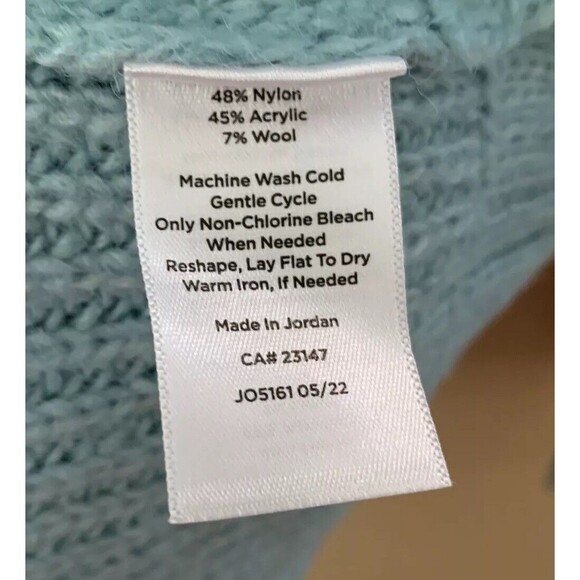 Talbots Size XS Cable Knit Sweater Light Blue Ribbed Pullover Wool Blend NEW! B7 - Picture 6 of 6